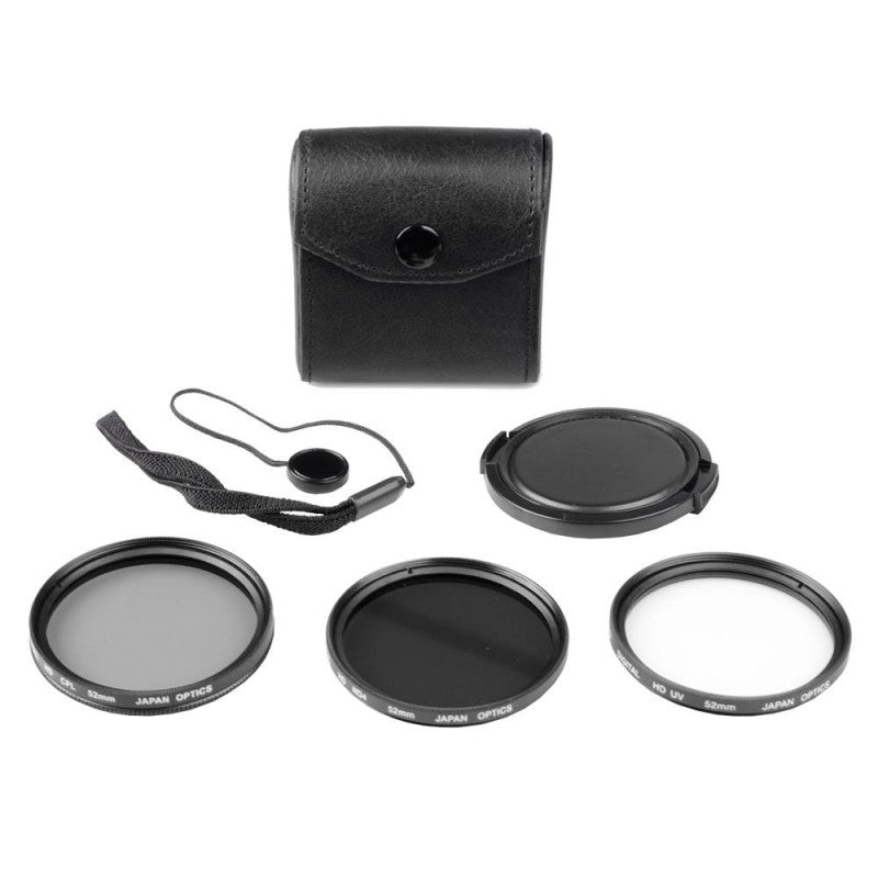 Kit de 3 Filtros Bower 58mm (UV, CPL Y DN) Con Tapa y Sujetador VFK58MM